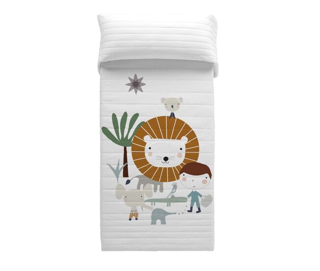 Colcha bouti reversible jungla niño a 180x260 cm