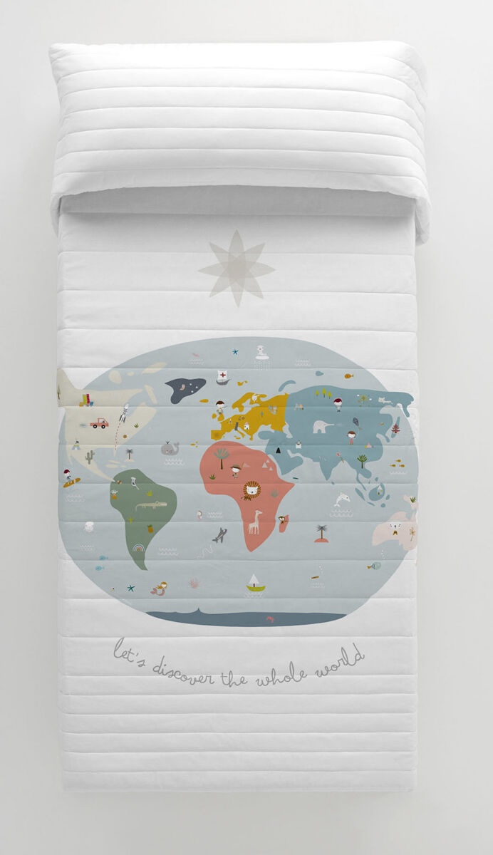 Colcha bouti reversible mapa mundi 180x260 cm