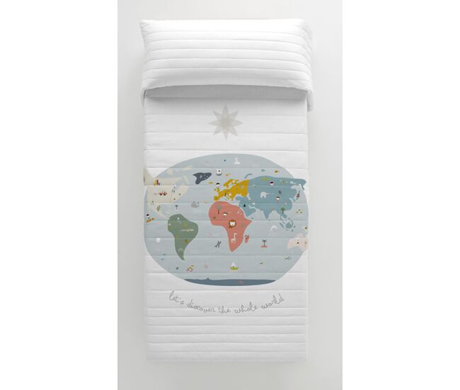 Colcha bouti reversible mapa mundi 180x260 cm