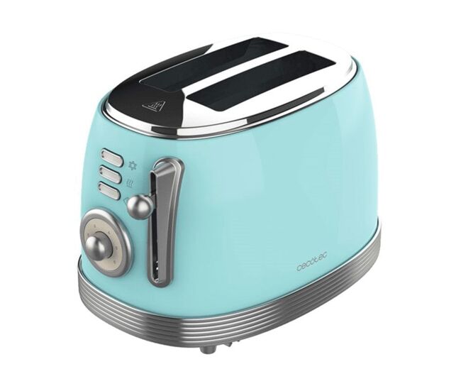 Tostadora vertical cecotec toast&taste 800 vintage light 850w doble ranura - color azul