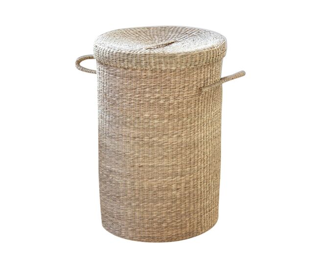 Cesta para ropa de junco de mar natural