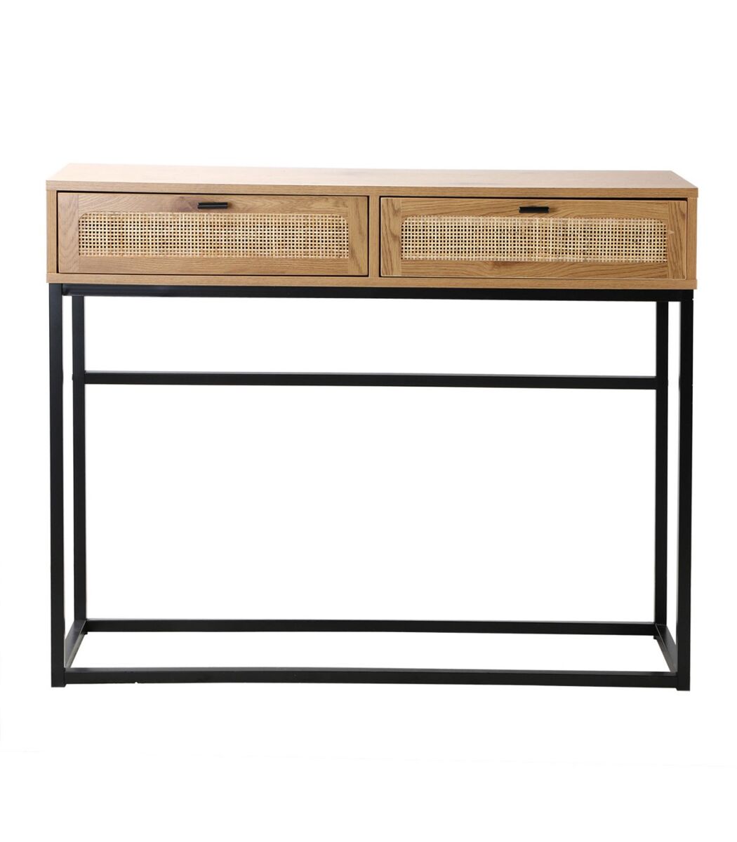 Consola 2 cajones con rejilla de ratán - l 100 cm