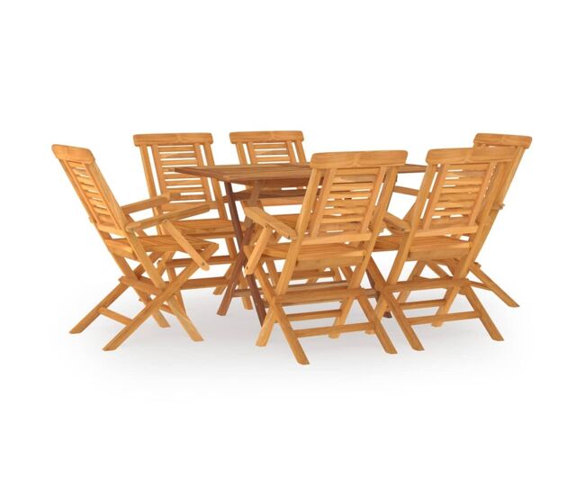 Juego de comedor de jardín 7 piezas madera maciza de teca vidaxl