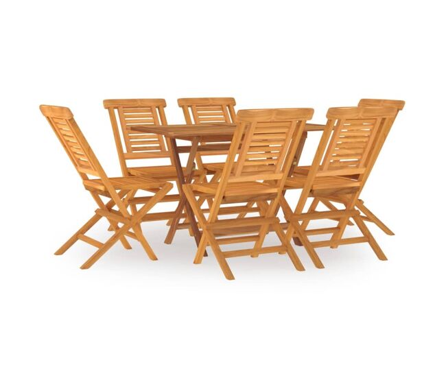 Juego de comedor de jardín 7 piezas madera maciza de teca vidaxl