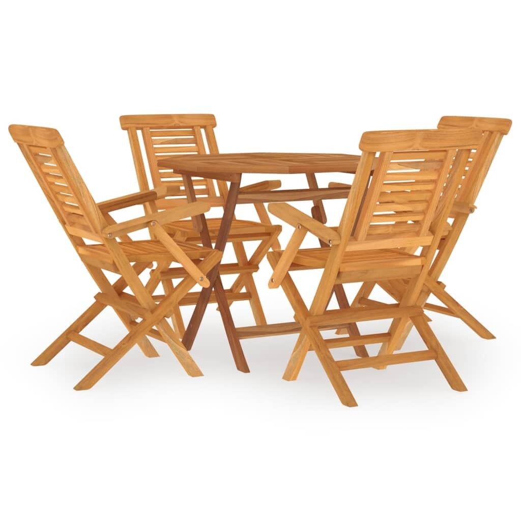 Juego de comedor para jardín 5 piezas madera maciza de teca vidaxl