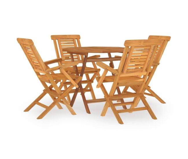 Juego de comedor para jardín 5 piezas madera maciza de teca vidaxl