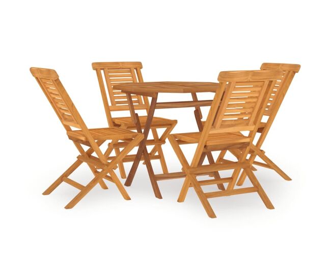 Juego de comedor para jardín 5 piezas madera maciza de teca vidaxl
