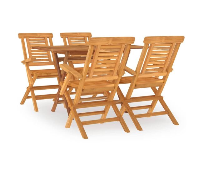 Juego de comedor para jardín 5 piezas madera maciza de teca vidaxl