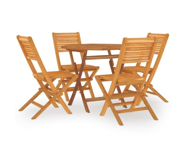 Juego de comedor para jardín 5 piezas madera maciza de teca vidaxl
