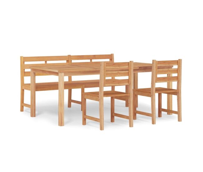 Juego de comedor para jardín 4 piezas madera maciza de teca vidaxl