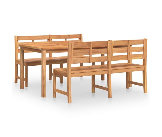 Juego de comedor para jardín 3 pzas madera maciza de teca vidaxl