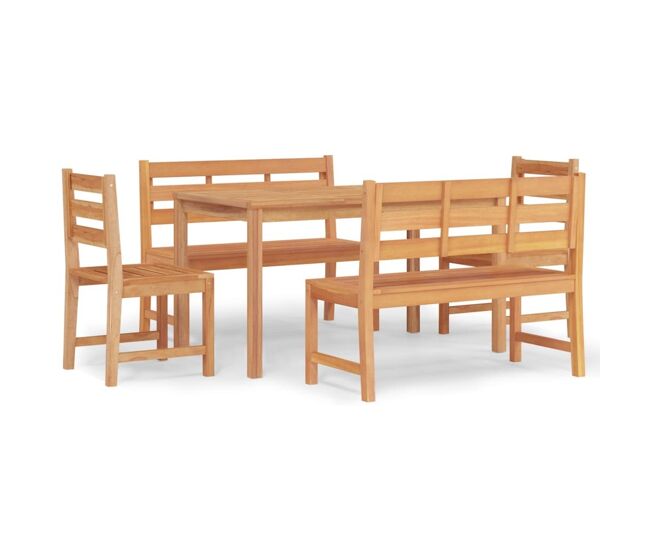 Juego de comedor para jardín 5 piezas madera maciza de teca vidaxl