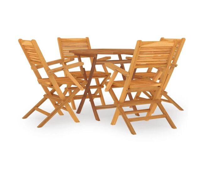Juego de comedor para jardín 5 piezas madera maciza de teca vidaxl