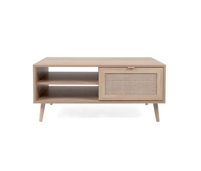 Mesa de centro 2 estantes 100 cm - Impresión efecto ratán