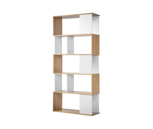 Biblioteca decoración blanca y roble - l80 x h173,5 cm