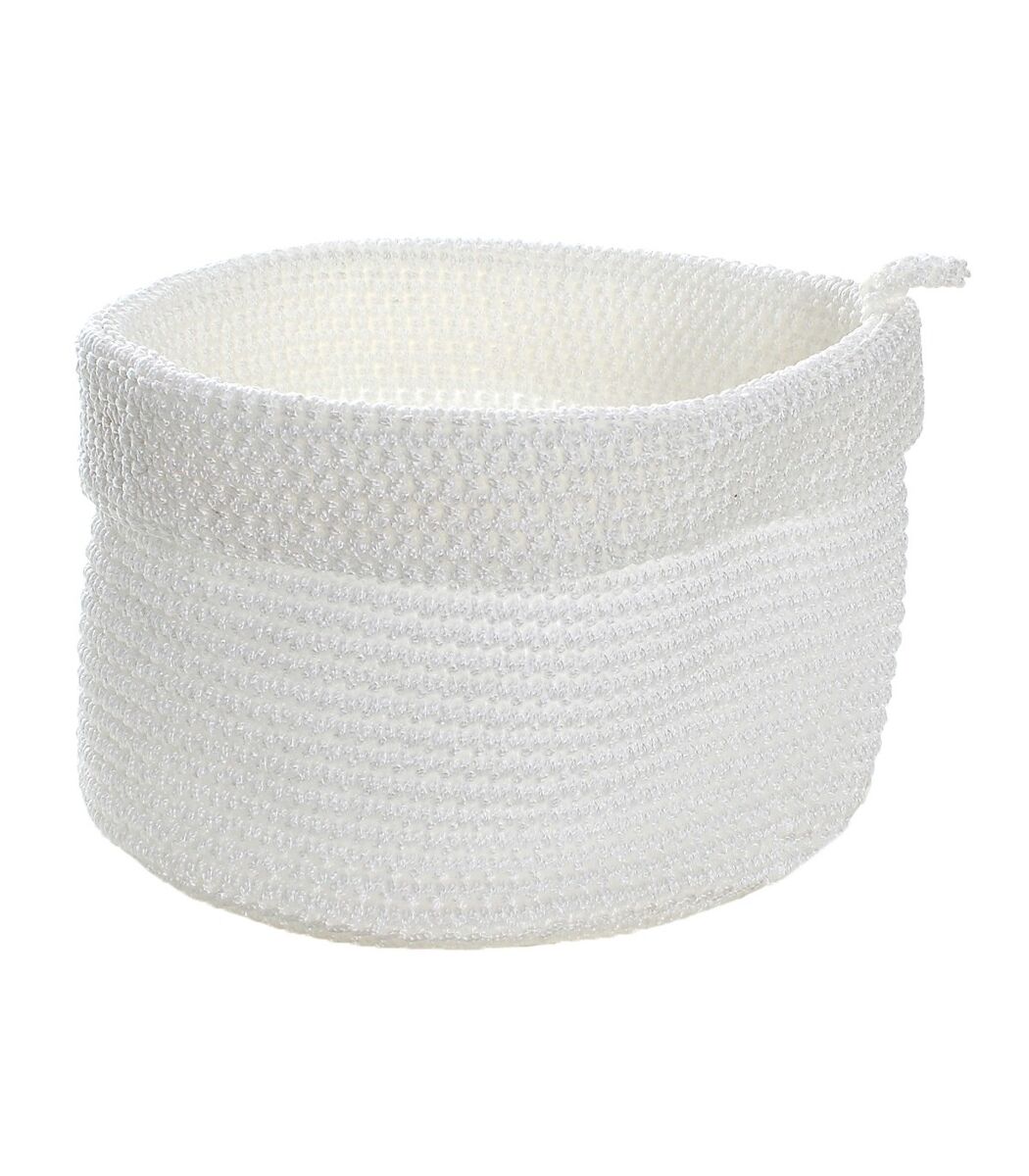 Cesta redonda de ganchillo blanco modelo grande