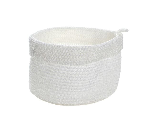 Cesta redonda de ganchillo blanco modelo grande