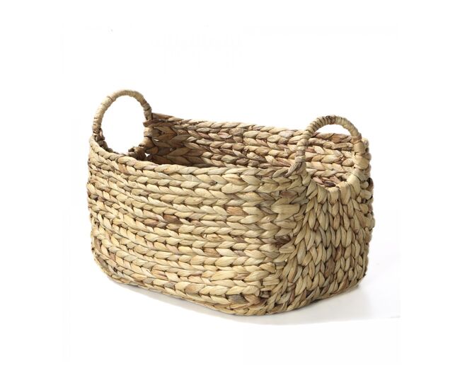 Cesta de jacinto de agua con asas - 46 x 27 x 27 cm