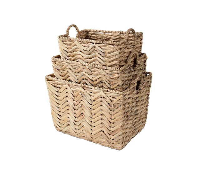 Conjunto de 3 cestas altas de jacinto de agua.