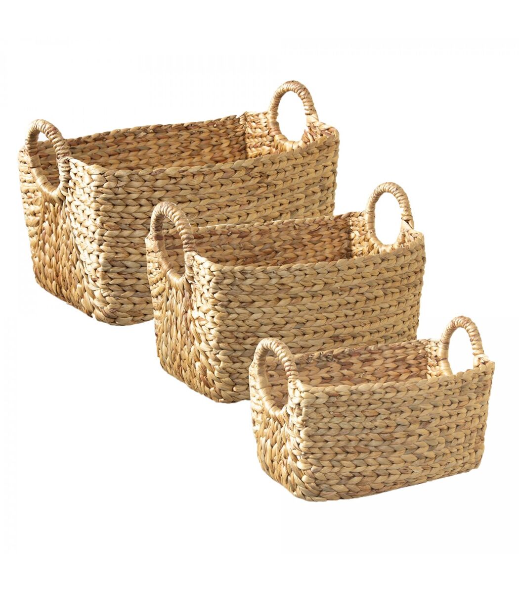 Pack de 3 cestas de jacinto de agua con asas