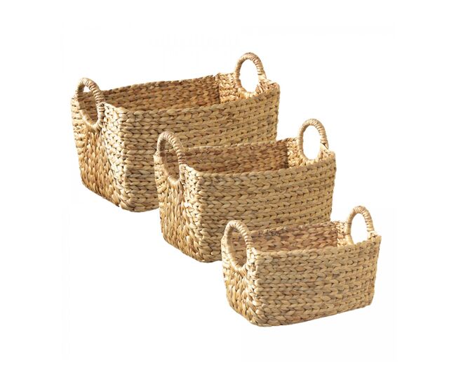 Pack de 3 cestas de jacinto de agua con asas