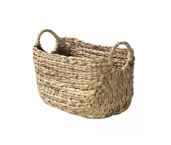 Cesta de jacinto de agua con asas - 36 x 19 x 22 cm