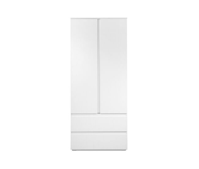 Armario 2 puertas 2 cajones blancos - 80 x 191 x 55 cm