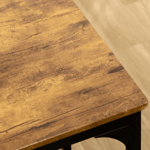 HOMCOM Conjunto de Móveis Altos Mesa e Cadeiras de Bar com 5 Peças Mesa de Refeição Industrial e 4 Bancos Redondos com Estrutura de Metal para Pub Sala de Jantar Marrom Rústico e Preto