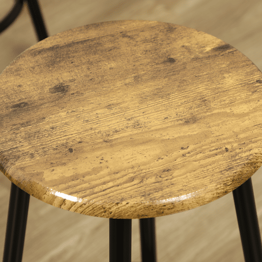 HOMCOM Conjunto de Móveis Altos Mesa e Cadeiras de Bar com 5 Peças Mesa de Refeição Industrial e 4 Bancos Redondos com Estrutura de Metal para Pub Sala de Jantar Marrom Rústico e Preto