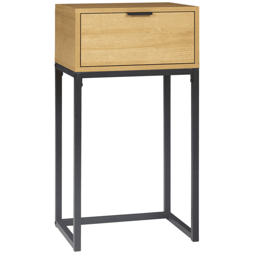 HOMCOM Mesa Consola com Gaveta Consola Moderna Mesa de Entrada com Pés de Aço para Corredor Sala de Estar Dormitório 40x30x76 cm Madeira e Preto
