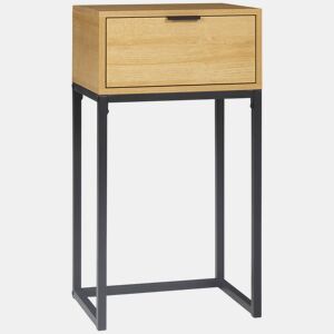 HOMCOM Mesa Consola com Gaveta Consola Moderna Mesa de Entrada com Pés de Aço para Corredor Sala de Estar Dormitório 40x30x76 cm Madeira e Preto
