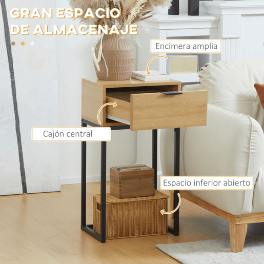 HOMCOM Mesa Consola com Gaveta Consola Moderna Mesa de Entrada com Pés de Aço para Corredor Sala de Estar Dormitório 40x30x76 cm Madeira e Preto