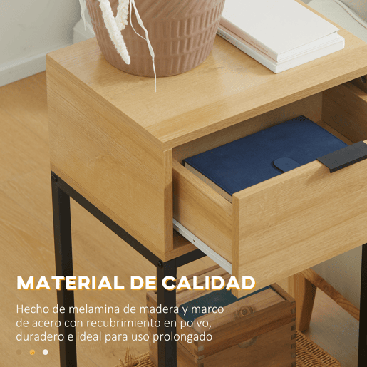 HOMCOM Mesa Consola com Gaveta Consola Moderna Mesa de Entrada com Pés de Aço para Corredor Sala de Estar Dormitório 40x30x76 cm Madeira e Preto