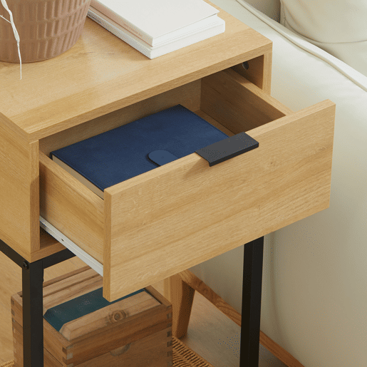 HOMCOM Mesa Consola com Gaveta Consola Moderna Mesa de Entrada com Pés de Aço para Corredor Sala de Estar Dormitório 40x30x76 cm Madeira e Preto