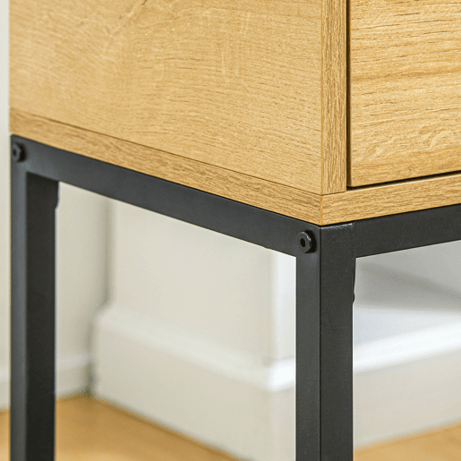 HOMCOM Mesa Consola com Gaveta Consola Moderna Mesa de Entrada com Pés de Aço para Corredor Sala de Estar Dormitório 40x30x76 cm Madeira e Preto