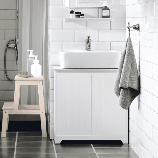 SoBuy BZR108-W Base de lavatório com 2 portas branco