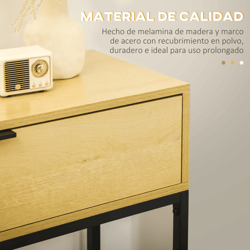 HOMCOM Mesa Consola com Gaveta Consola Moderna Mesa de Entrada com Pés de Aço para Corredor Sala de Estar Dormitório 80x30x76 cm Madeira e Preto