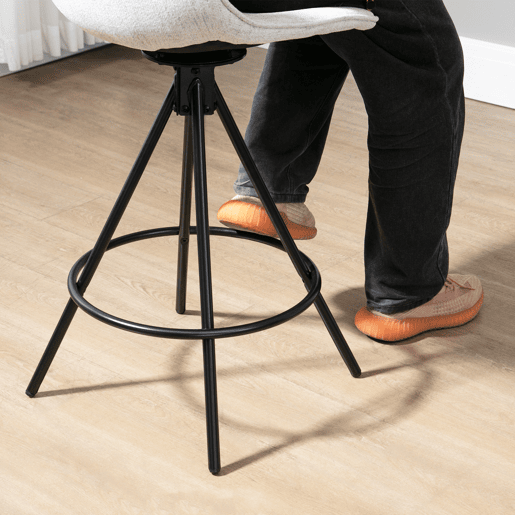 HOMCOM Conjunto de 2 Bancos Altos de Cozinha com Assento Giratório Bancos de Bar Estofados com Tato de Linho e Encosto e Pés de Aço para Sala de Jantar 41,5x47,5x90 cm Cinza Claro