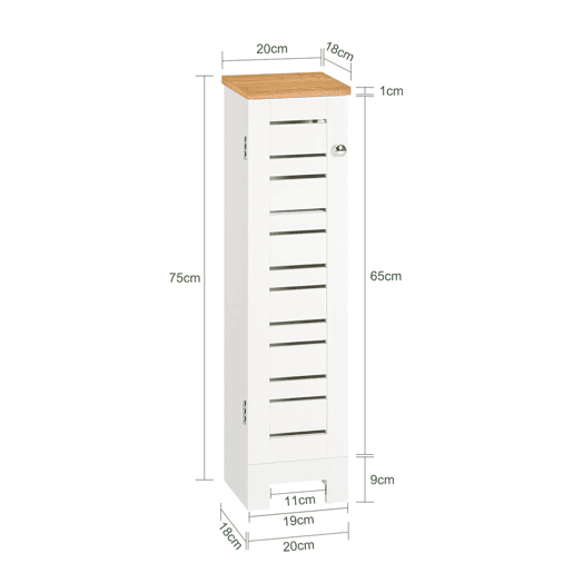 Armário para rolos de papel higiénico SoBuy Branco 20x18x75 cm BZR85-W
