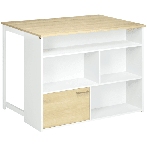 HOMCOM Mesa Alta Extensível com Lateral Dobrável Mesa de Bistró com Compartimentos de Armazenamento e 1 Porta para Cozinha Sala de Jantar 116x79,5x91 cm Branco