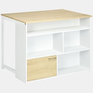 HOMCOM Mesa Alta Extensível com Lateral Dobrável Mesa de Bistró com Compartimentos de Armazenamento e 1 Porta para Cozinha Sala de Jantar 116x79,5x91 cm Branco