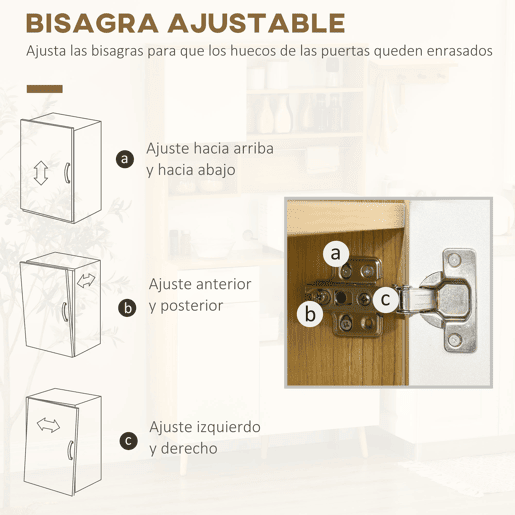 HOMCOM Armário de Cozinha Móvel Auxiliar de Cozinha com 3 Portas Gaveta Prateleira Ajustável Bancada para Micro-Ondas e Suporte para Panos 93x40x180 cm Madeira e Branco