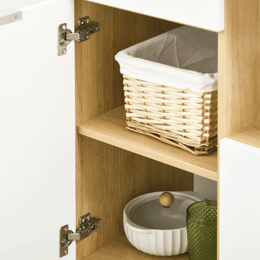 HOMCOM Armário de Cozinha Móvel Auxiliar de Cozinha com 3 Portas Gaveta Prateleira Ajustável Bancada para Micro-Ondas e Suporte para Panos 93x40x180 cm Madeira e Branco