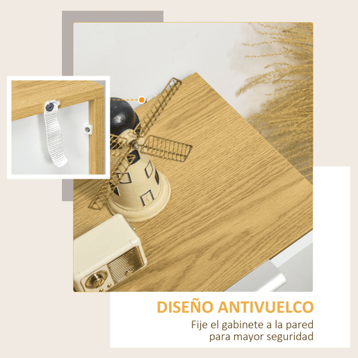 HOMCOM Aparador de Sala de Estar Cómoda com 4 Gavetas de Alto Brilho Porta e Prateleiras Ajustáveis para Sala de Jantar Dormitório 105x35x92 cm Branco e Madeira