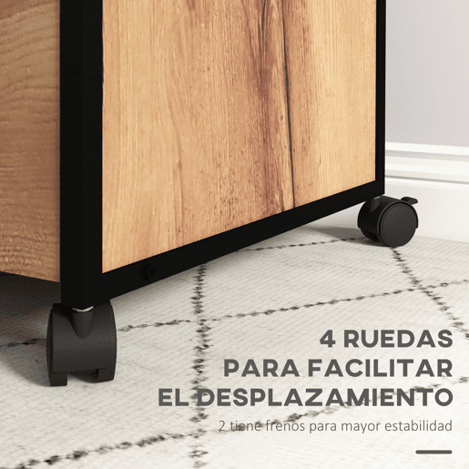 Vinsetto Arquivador com Fechadura Bloco de Gavetas Escritório com Rodas 2 Gavetas Barra Suspensa para Papéis A4 e Carta e 2 Chaves 44x40x66,5 cm Marrom Rústico