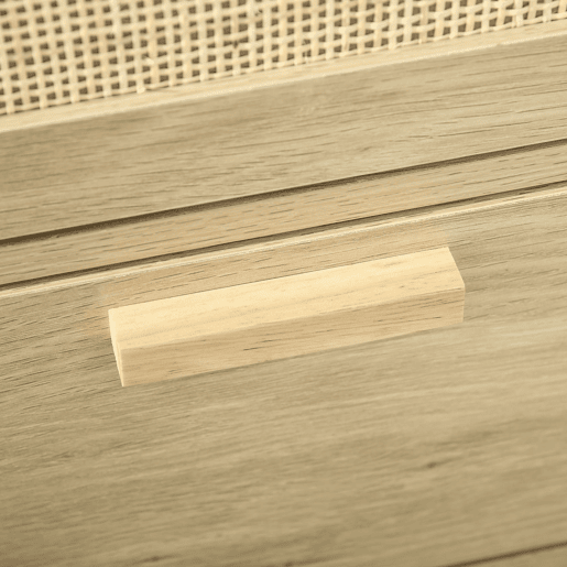 HOMCOM Cómoda com 3 Gavetas de Vime Cómoda de Madeira para Dormitório Sala de Estar Estilo Boêmio 60x38x69 cm Madeira