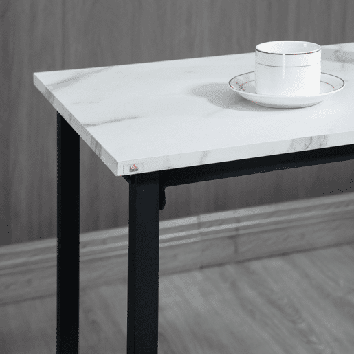 HOMCOM Conjunto de Mesa Alta com 2 Bancos Redondos Conjunto de 3 Peças com Estrutura de Aço Estilo Moderno para Cozinha Sala de Estar Branco e Preto