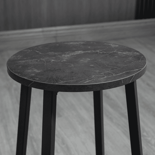 HOMCOM Conjunto de Mesa Alta com 2 Bancos Redondos Conjunto de 3 Peças com Estrutura de Aço Estilo Moderno para Cozinha Sala de Estar Branco e Preto