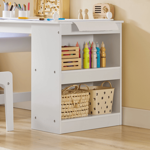 Conjunto de mesa e cadeira para crianças Secretária para crianças com 3 porta-lápis SoBuy KMB60-W branco 80x54x65,5 cm