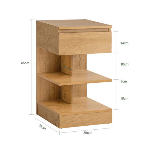 Mesa de cabeceira com 1 gaveta e 2 prateleiras SoBuy FBT49-N madeira 39x65x39cm